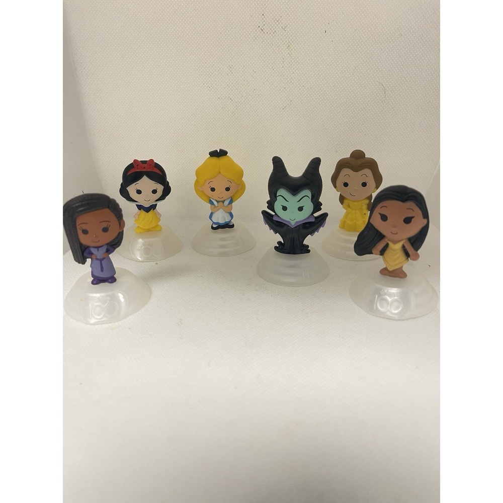 Disney Mcd‎ 2023 100 Year Anniversary Lot  6 Princess Characters Toy Cake Topper